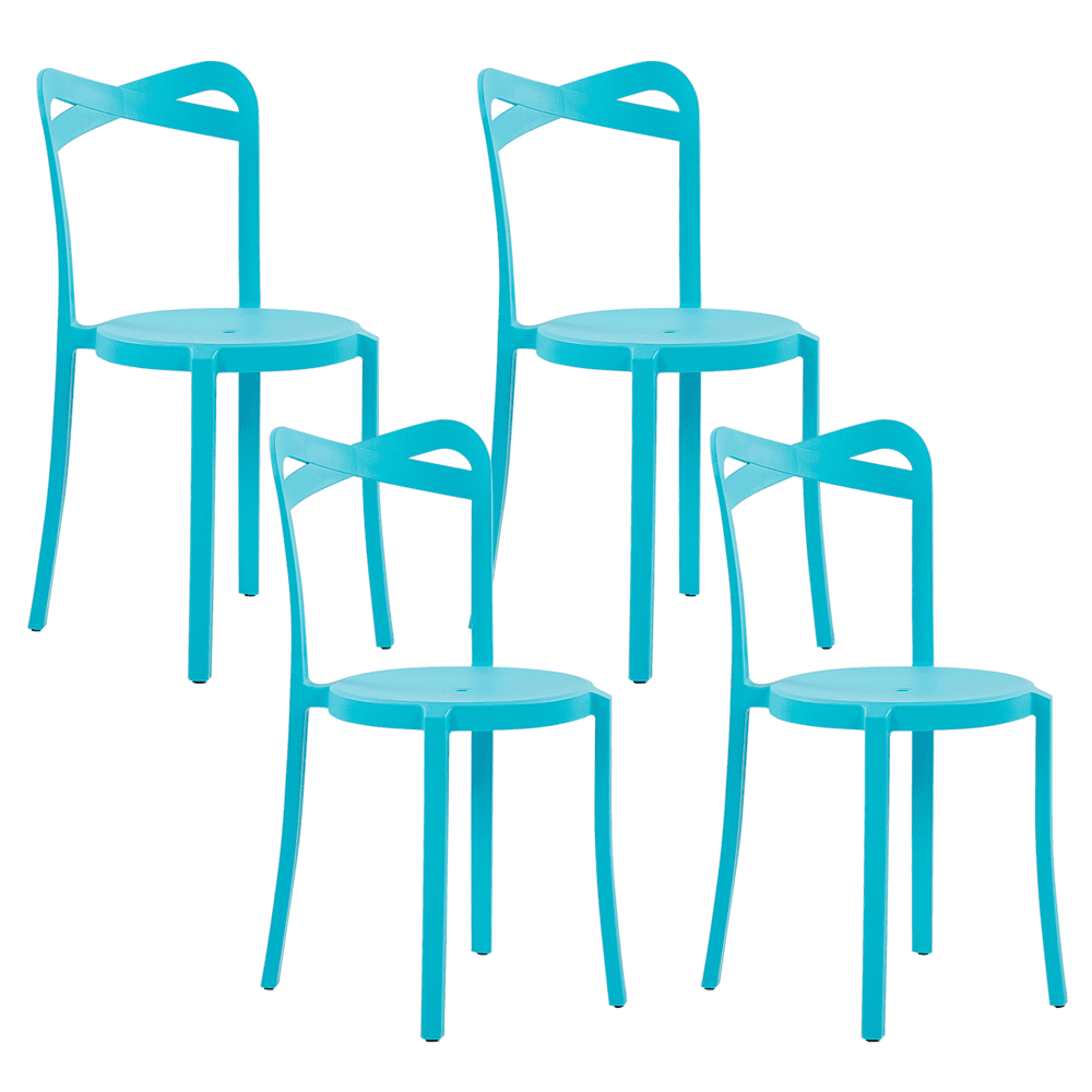 Beliani Sada 4 jedálenských stoličiek plastových modrých CAMOGLI